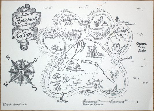 Landkarte, wie sie der Künstler Lord of maps schon in einigen anderen Varianten gemalt hat, dieses Bild ist von unserer Vorsitzenden